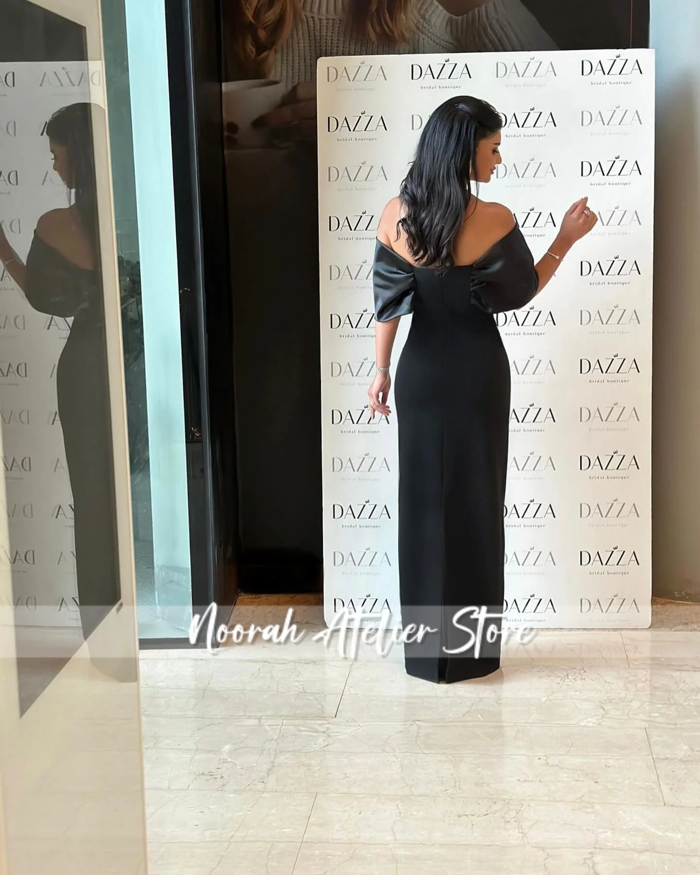 فساتين سهرة نسائية فاخرة أنيقة باللون الأسود بدون أكتاف 2025 دبي فستان المشاهير مطرز بطول الأرض فستان حفلات مخصص