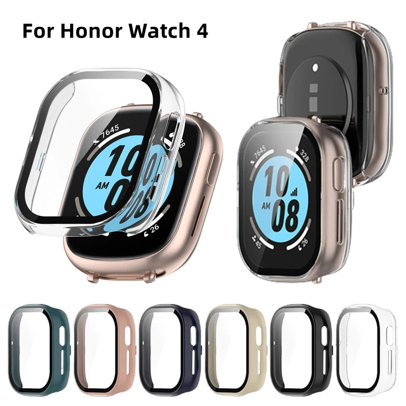 Tempered Glass + PC Cover for Honor Watch 4 Full Coverage Protective Bumper Case for Honor Watch4 Screen Protector Accessories