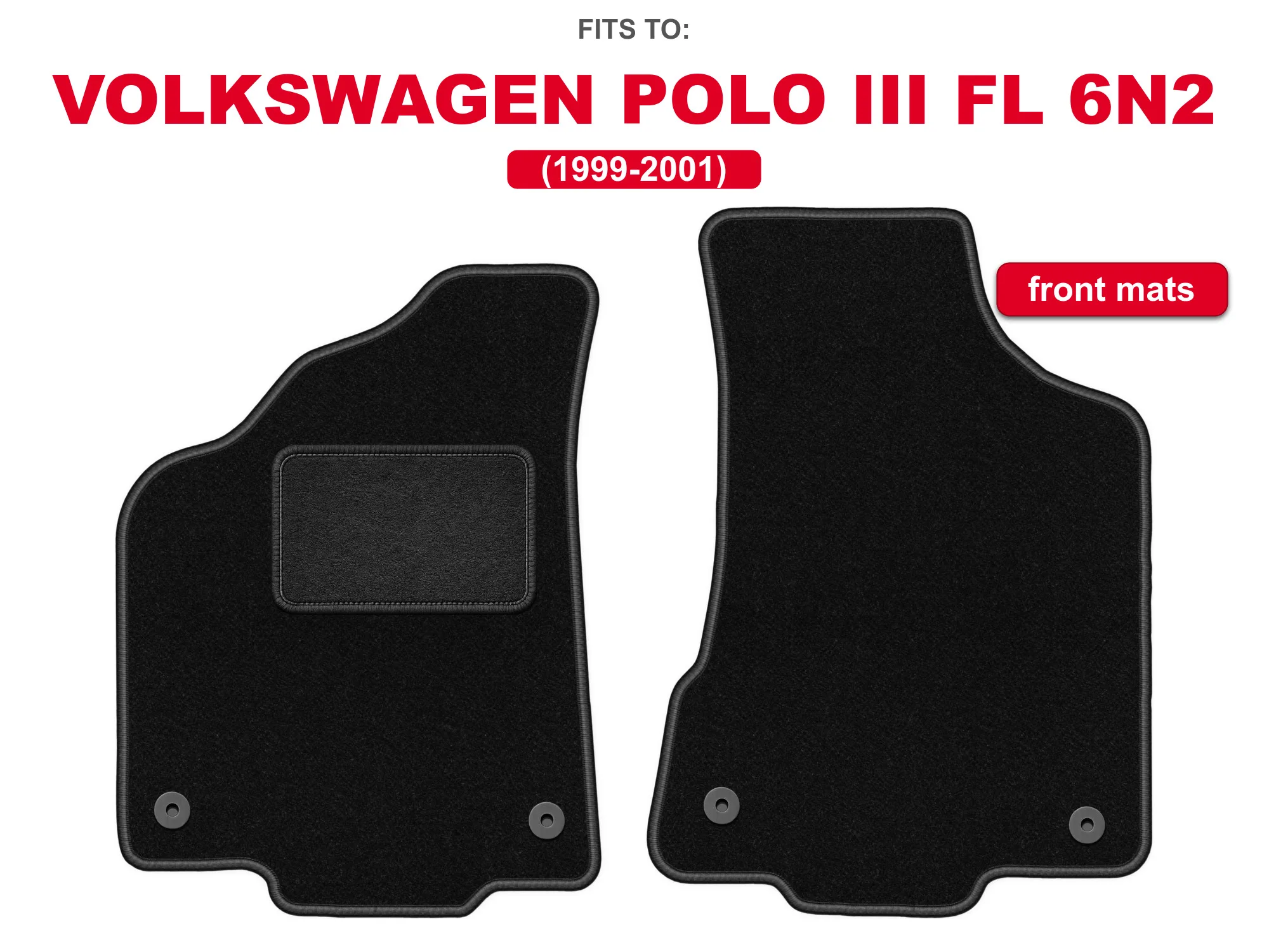 Velours vloermatten voor: Volkswagen Polo III FL 6N2 1999-2001 zwarte auto vloermattenset voor voertuigvloer