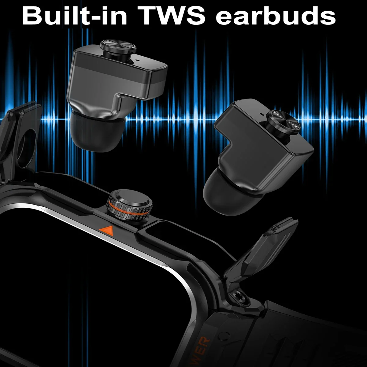 GT55  2 IN 1 Smart Watch With Earbuds Bluetooth Call Music Play Multiple Sports Mode Monitor Smartwatch For Men Android IOS