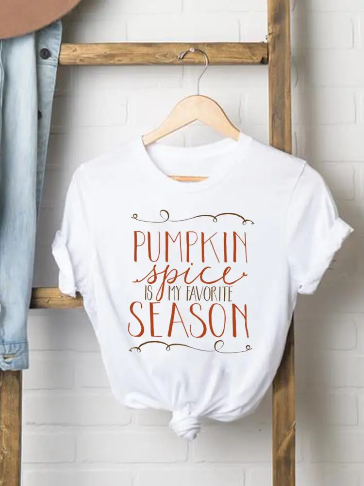 

Pumpkin Sweet Lovely Cute Women Graphic Ladies Print Tees Clothing Lady Fall Autumn Halloween Thanksgiving Style T T-shirts