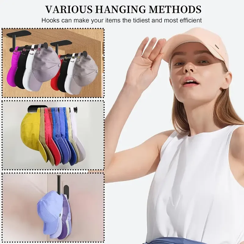 1/2pcs Stainless Steel Baseball Cap Hanger - Wall Mounted Hat Organizer With Punch-Free Design