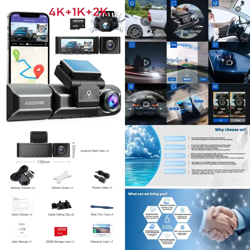 M550 MAX Cross-border Driving Recorder 3-Lens 2K LCD Screen Built-in WiFi Loop Recording