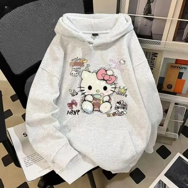 Simple Cartoon Print Pullover Top Trend American Lazy 2025 Autumn Winter Hooded Sweatshirt Men Women Kawaii Anime Fashion Casual