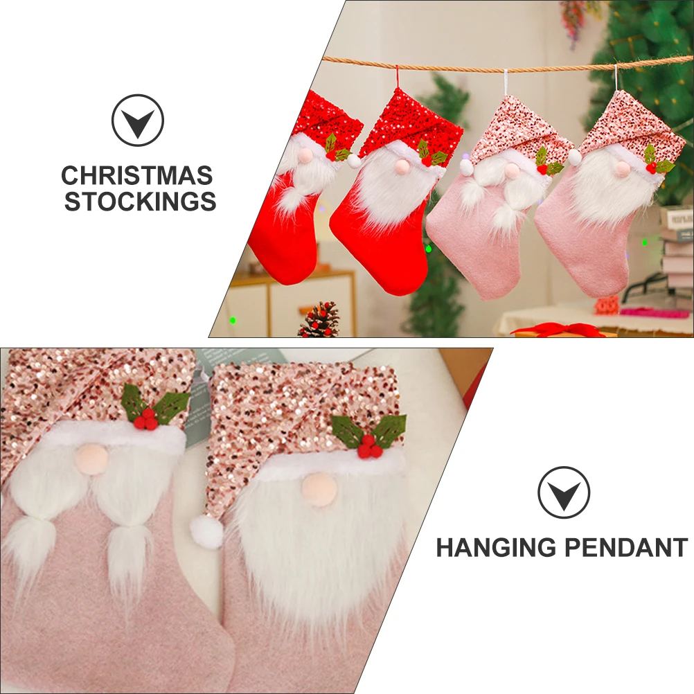 

1Pcs Christmas Stocking Candy Bag Cartoon Hanging Pendant Candy Storage Bag Xmas Gift Holder Socks Decor Christmas Stockings