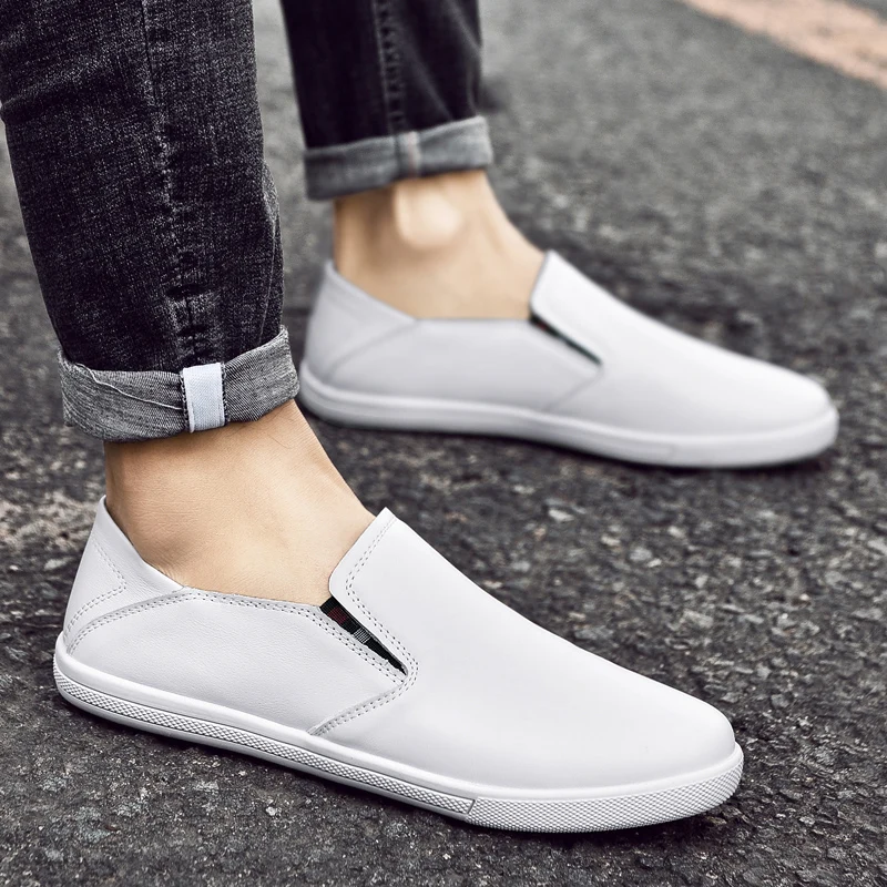 Herbst Luxus Marke Weiße Müßiggänger Overfoot Männer Echtes Leder Schuhe Atmungsaktivem Casual Schuhe Mode Mokassin Schuhe