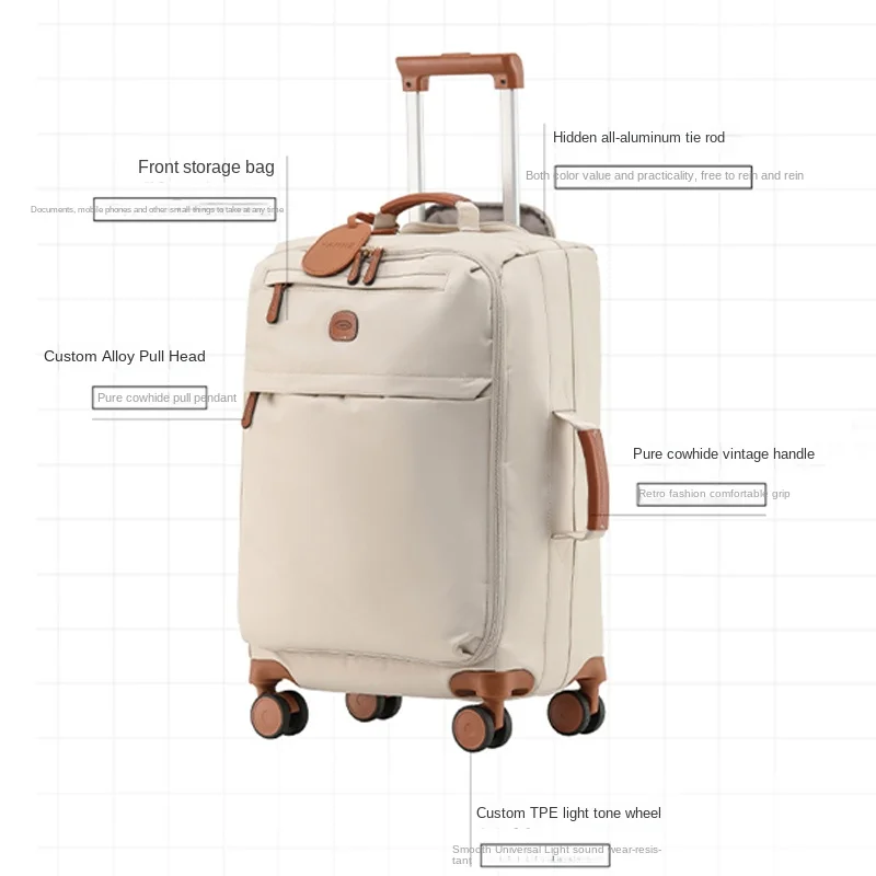 Mala de Viagem Feminina Ultra Leve com Rodas, Grande Capacidade, 28 Polegadas, Bagagem de Mão para Negócios, Mala de Tecido de 20 Polegadas