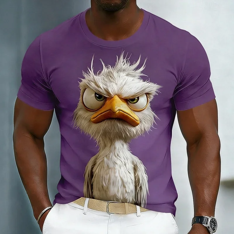 3D Printed Funny Angry Duck Bird Cartoon T Shirt For Men Animal Pattern T-Shirts Summer Fashion Round Neck Short Sleeve Tees