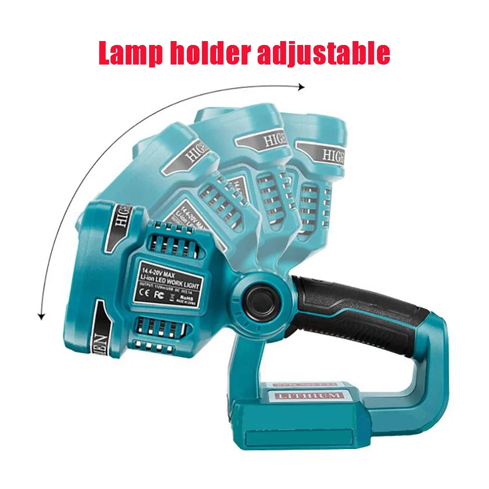 Portable LED Warning Spot Light Work Lamp Flashlight Torch For Makita For Bosch 14.4V 18V Li-ion Battery BL1830 BL1430 BAT618