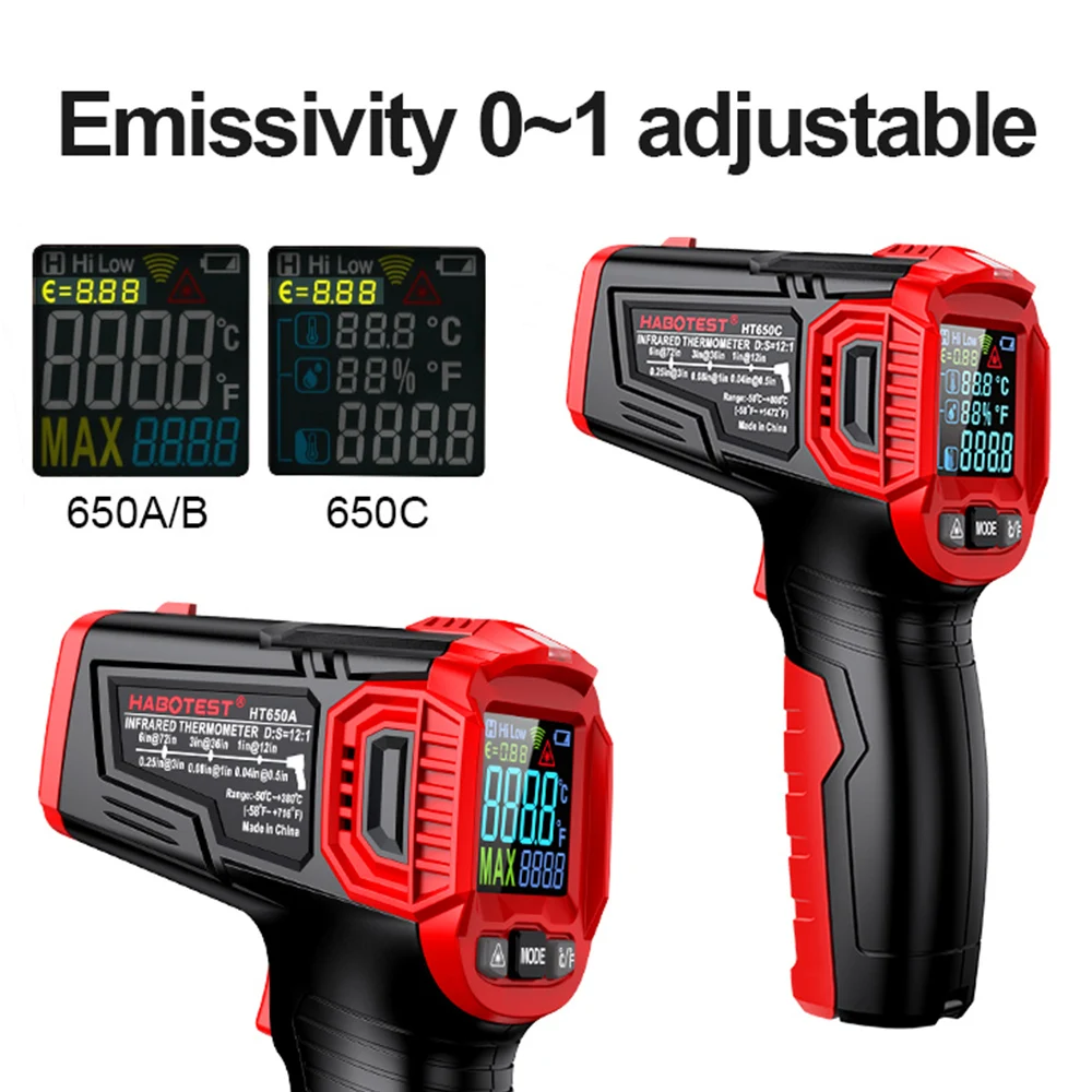 HT650 Termometro a infrarossi LCD Digital Weather Station igrometro pirometro senza contatto Imager igrometro IR Termometro Tester