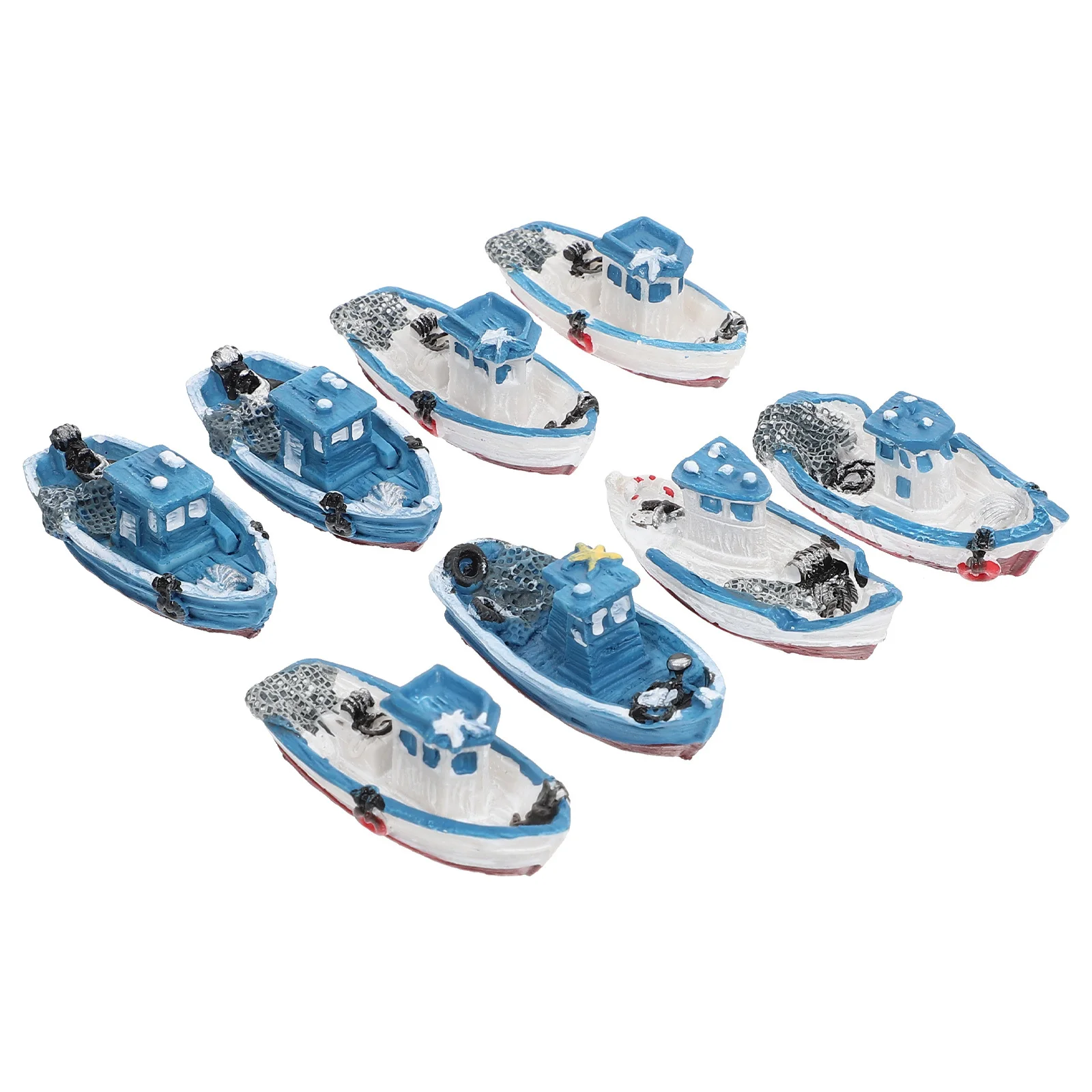 

8Pcs Simulation Boat Adornments Resin Yacht Decorations for Aquarium Pond Garden DIY Micro Landscape Ornaments Fairy Garden