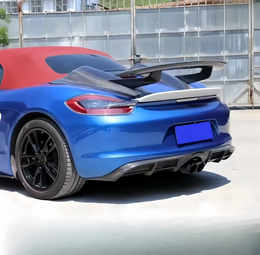 2013 2015 for Porsche Boxster 981 JSK Style Half Carbon Fiber Rear Diffuser, Wing, Mudguard Body 3