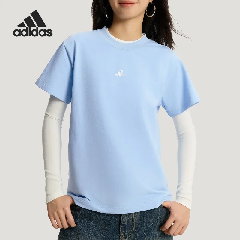 

Adidas Summer Women's Sports Crew Neck Knitted Soft Simple Short Sleeve T-Shirt KX2764
