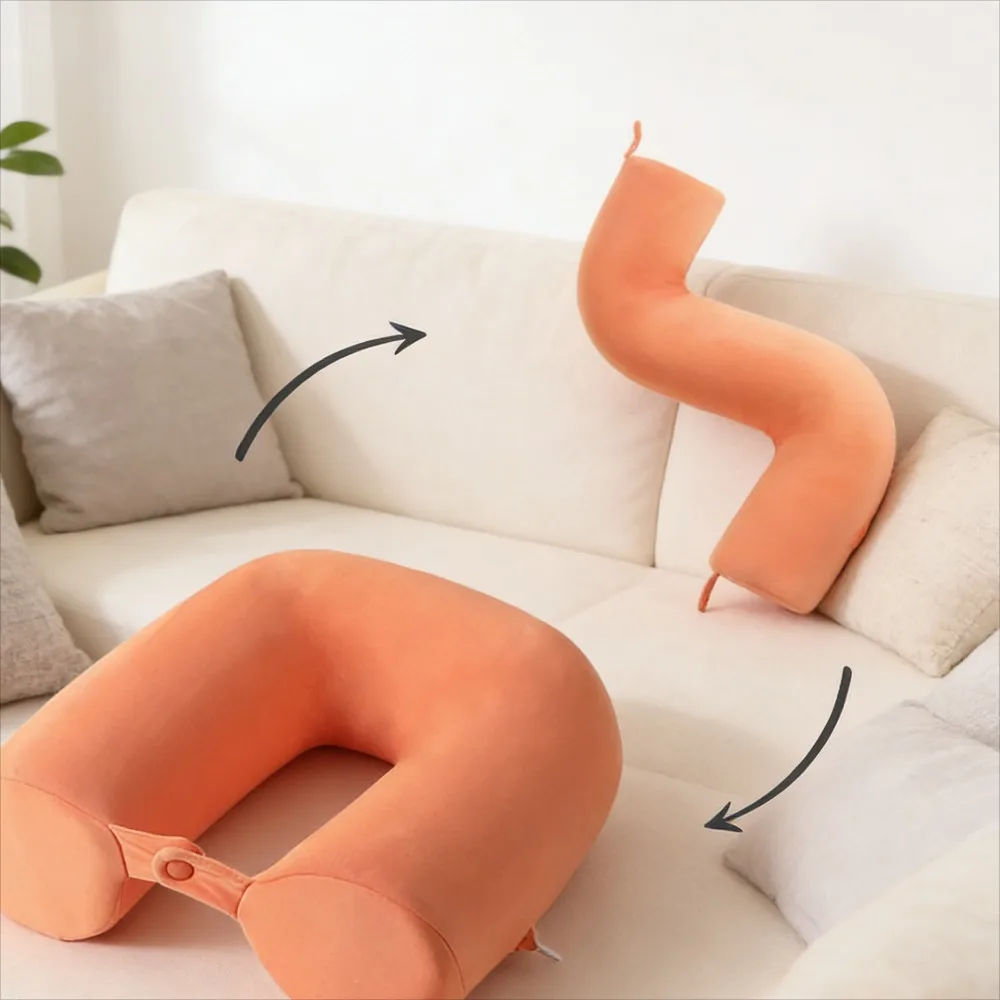 

Хлопковая U-образная подушка для шеи с эффектом памяти, регулируемая цилиндрическая портативная подушка для путешествий в самолете, офисная подушка для сна