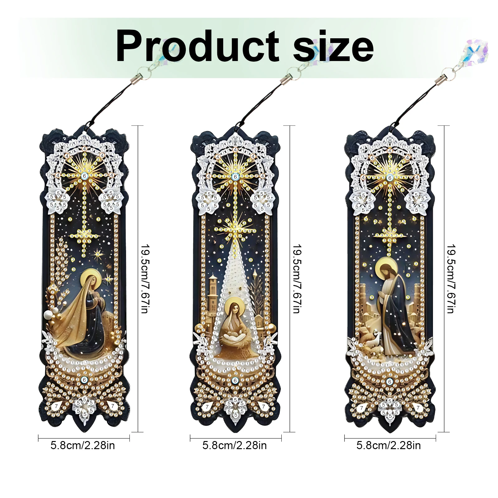 3 قطع من مجموعات الإشارات المرجعية للرسم الفني الماسي، إشارة مرجعية فنية ماسية على شكل خاص على شكل زهرة وحيوانات مع قلادة ماسية للهدايا الحرفية #3