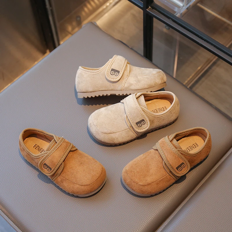 

Retro Style Children's Leather Shoes 2025 New Trend Girls Flats Simple Fashion Kids Causal School Suede Shoes Versatile Non-slip