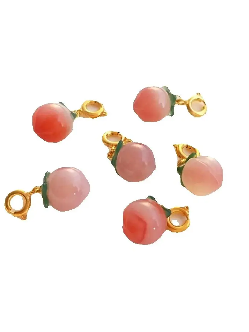 

Natural Southern Red Agate Peach Necklace Bracelet Pendant Peach Earring Accessories Jade Pendant DIY Charm C381