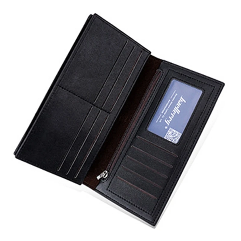 Durable PU Men's Wallet with Zipper and Multiple Card Slots Practical Coin Purse