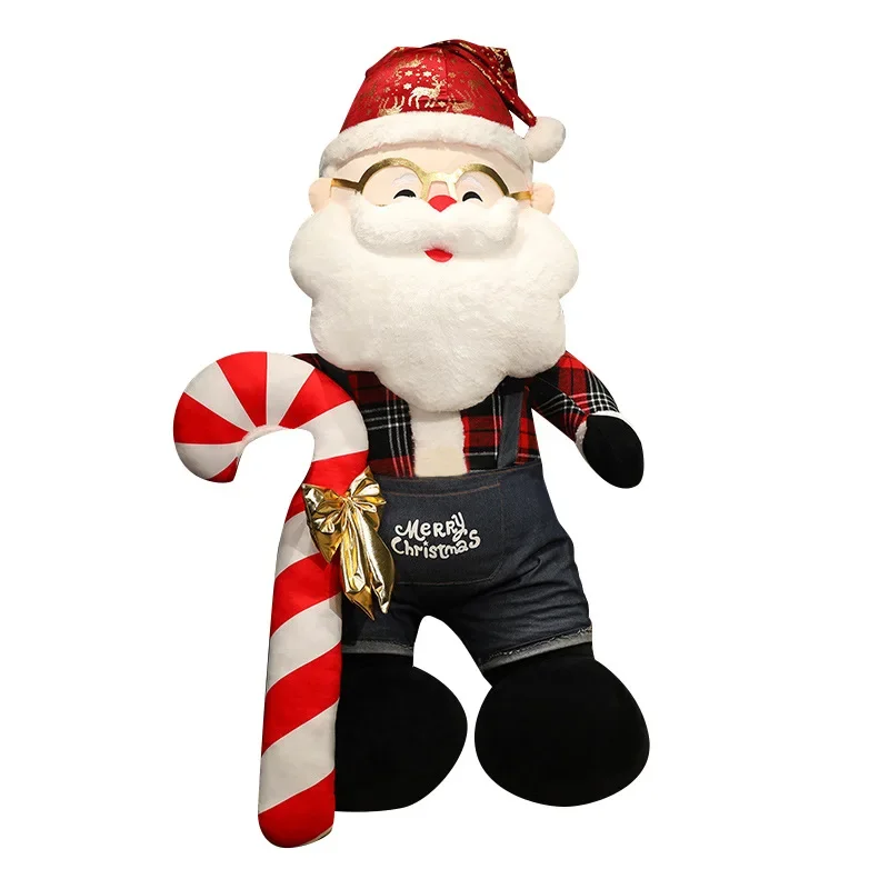 Caliente 80 cm lindo Papá Noel de peluche grande con mochila dorada Animal relleno juguete de Navidad para niños cumpleaños regalo de Navidad decoración interior