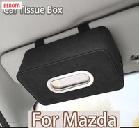 Car Tissue Box Holder Genuine Suede Cover for Mazda 2 3 6 CX5 Cx8 CX9 CX30 CX50 CX70 CX90 RX7 RX9 MX5 MX30 Seat Armrest Mount