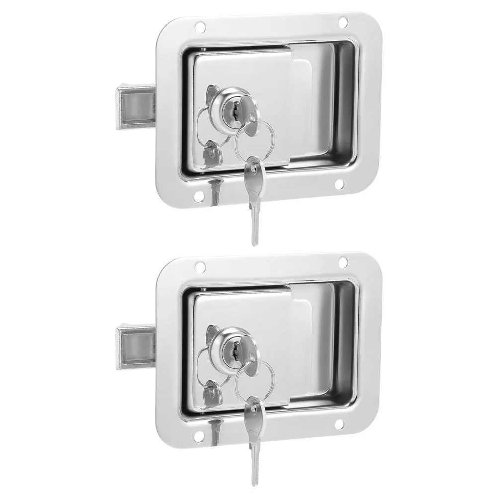 

2Pcs Panel Lock Stainless Steel Flush Mount Latch for Rv Horse Trailer Enclosed Box Door Paddle Handle Secure Vehicle Part