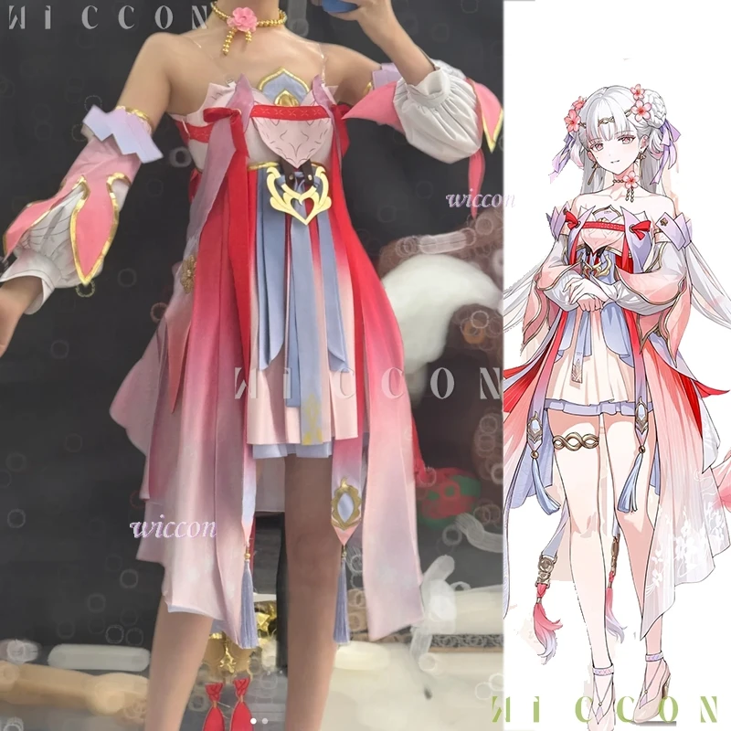2025 wuwa jinhsi cosplay traje peruca pele flor de pêssego vestido rosa wuthering ondas expo roupas jogo de halloween con festa disf