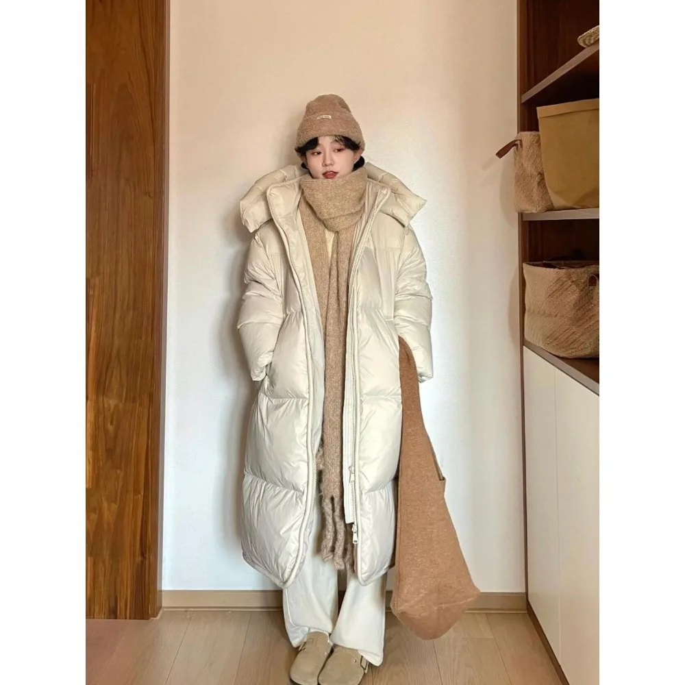 ملابس الشتاء معطف طويل منتفخ المرأة الجديدة فضفاضة سميكة سترة قطن طويلة الركبة مقنعين سترة قطن صافي الأحمر الكورية JJ1219 #1