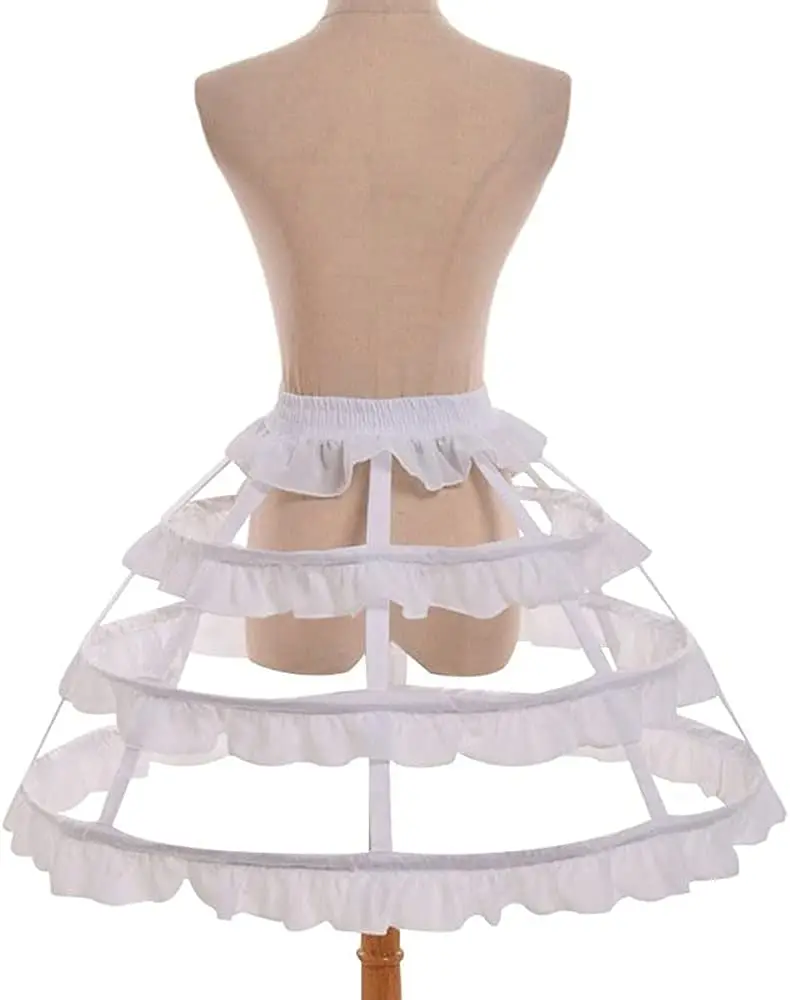 3 Hoops Ruffle Rockabilly Crinoline Lolita 짧은 페티코트 볼 가운 코스프레 언더 스커트 파니에 페티코트