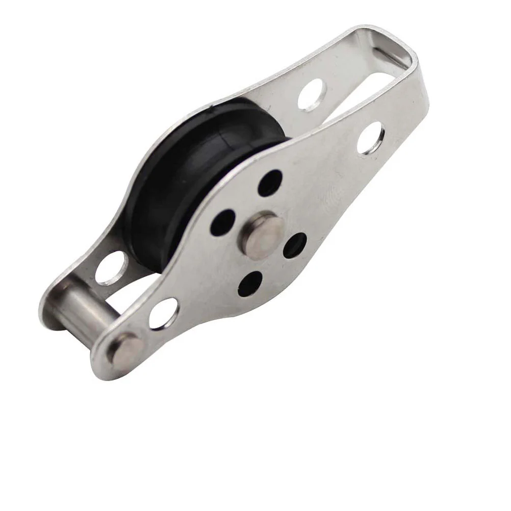 Stainless Steel Boat Pulley Tackle Puller Lift Tools Nylon Rope Single Pulley Nylon Rope Pulley
