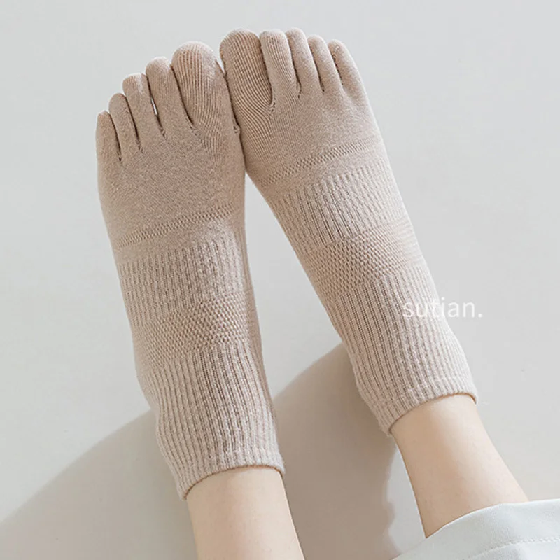 5 par skarpetek do kostki Four Seasons 5 Finger Women Girl Cotton Solid Mesh Breathable Deodorant Soft Elastic Toe Boat Harajuku Socks