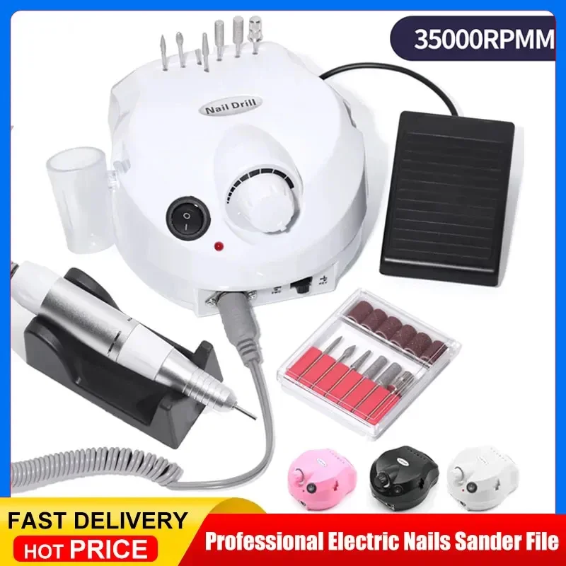 

35000RPM Electric Nail Drill Cutter Set Machine Nail Gel Polisher Nail tools Salon Equipment Strong Polishing Tool Nail File Kit