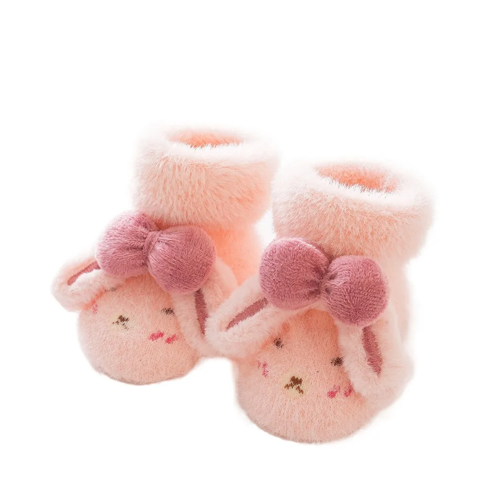 Nuevos Calcetines Cálidos para Bebé, Zapatos Antideslizantes para Niños Pequeños, Zapatos Gruesos de Dibujos Animados para Caminar en Invierno