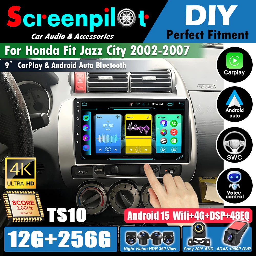 Android 16For Honda Fit Jazz City 2002 2003 2004 2005 2006 2007 Car Radio Wireless Android Multimedia Video Player Auto Carplay