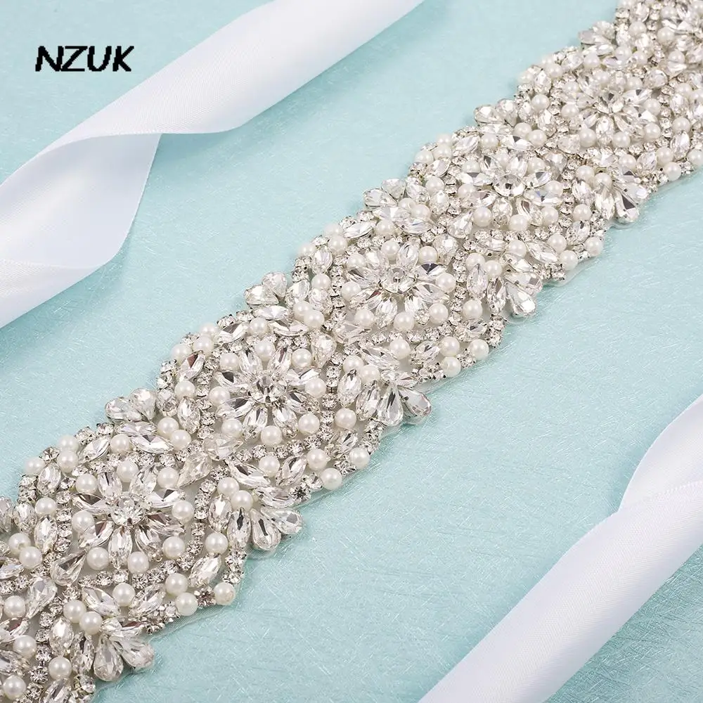 NZUK-Ceinture de Luxe en Strass Argenté pour Femme, Patients, Mariage, Demoiselle d'Honneur