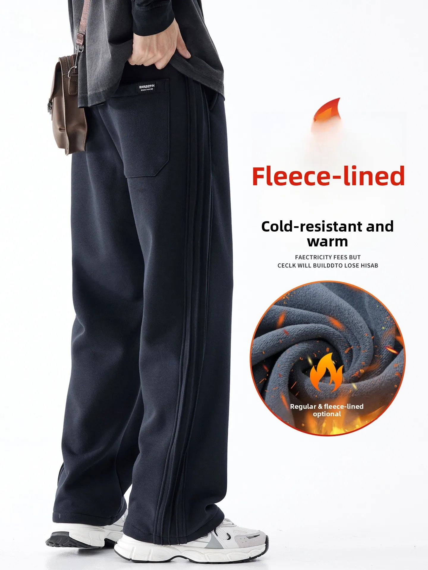 

Мужские зимние утепленные брюки прямого кроя на флисовой подкладке, осенне-зимние 2026, новые, с драпировкой и узором «нож», повседневные