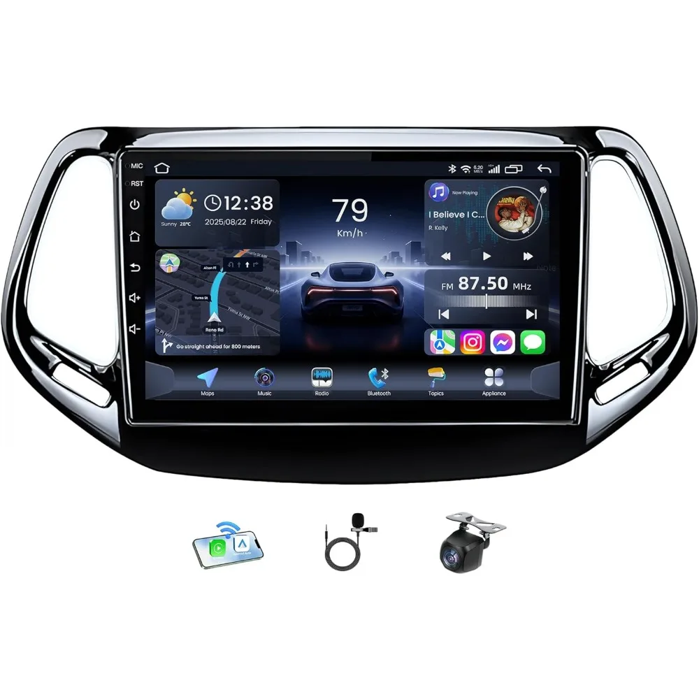 

10 inch Android Car Stereo for Jeep Compass 2017-2020 CarPlay Android Auto 5G WiFi GPS Backup Camera