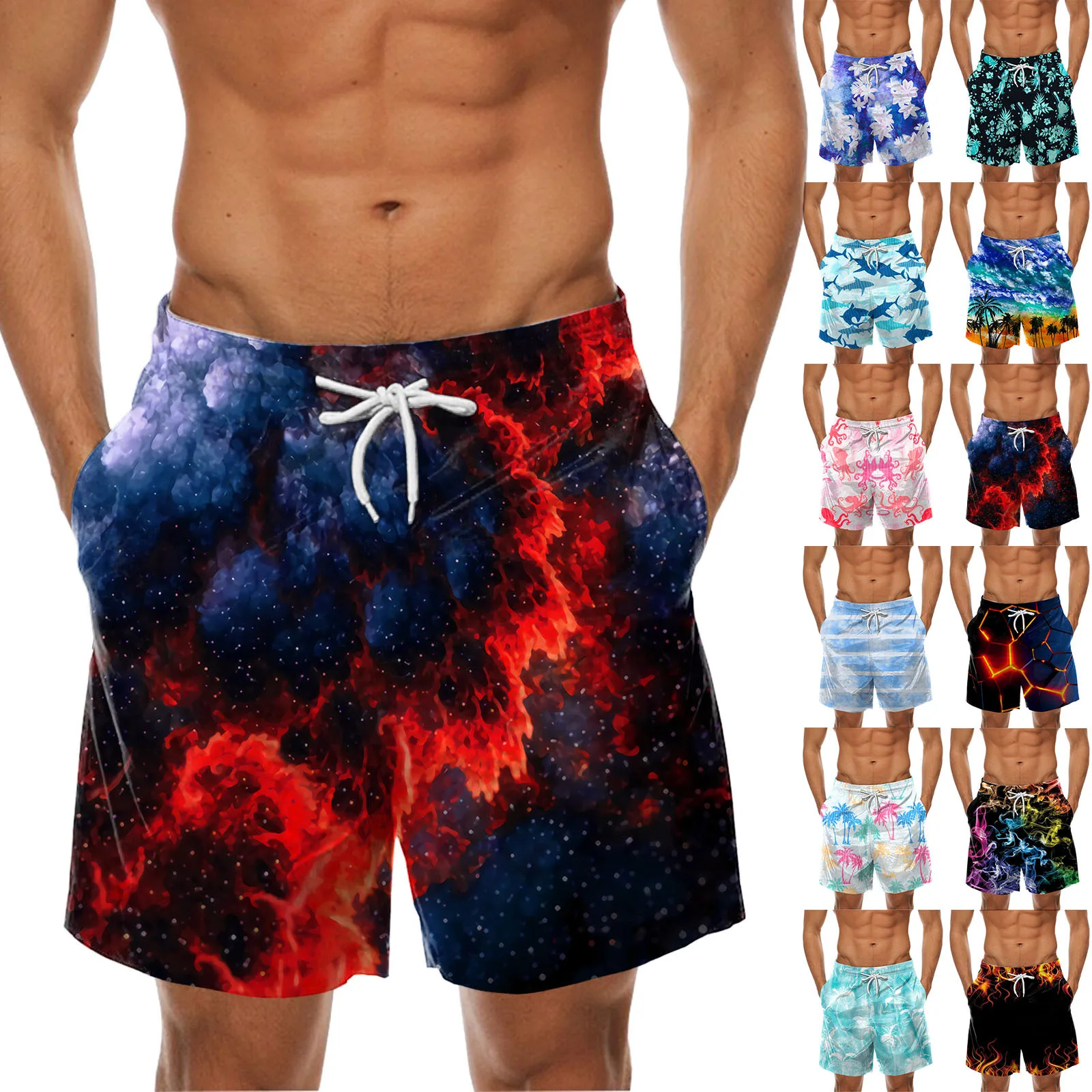 Beach Wear Mens Funny Quick Dry Surfing Swim Trunks Summer Beach Shorts Holiday Drawstring Board Shorts With Pockets Pantalones