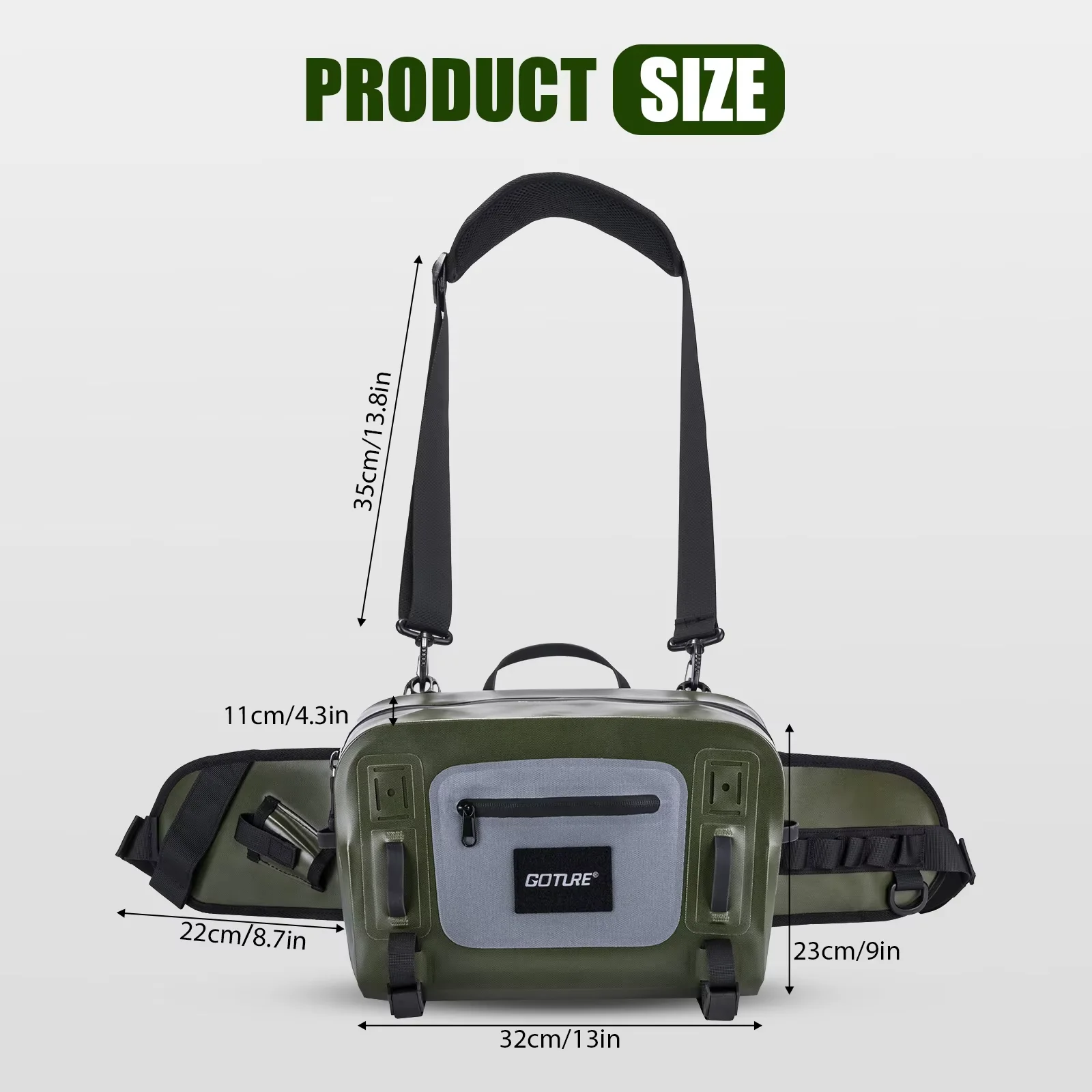Goture IPX8 100% waterdichte vliegvisgerei tas Lichtgewicht 840D TPU Multifunctionele halter heuptas Tas met grote capaciteit