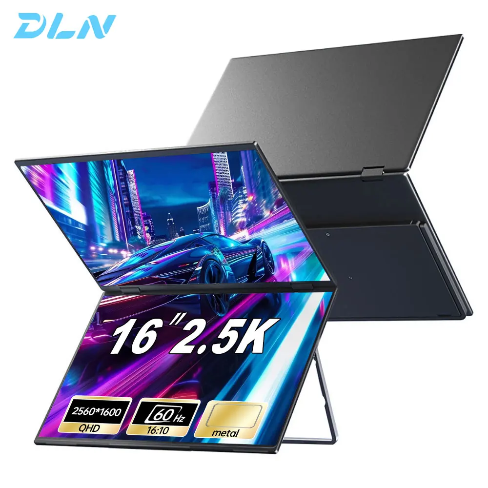

DNL 16 inch 2.5K Dual Screen Portable Monitor Laptop Foldable Screen Extender 60Hz Type-C Port Metal Material For Wins & Mac