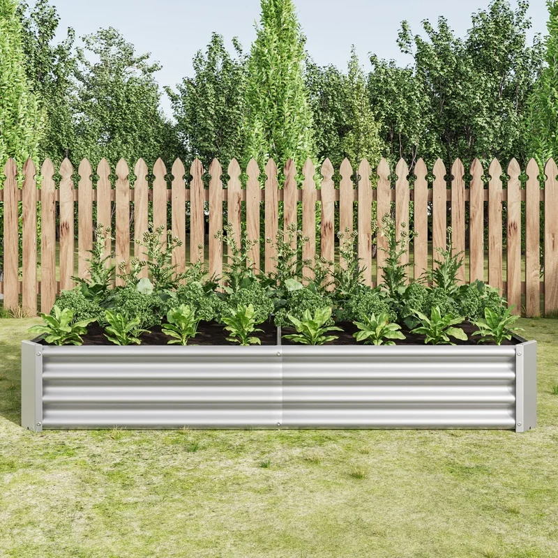 

6x3x1ft Silver Metal Raised Garden Bed for Plants Vegetables and Flowers Outdoor Planter