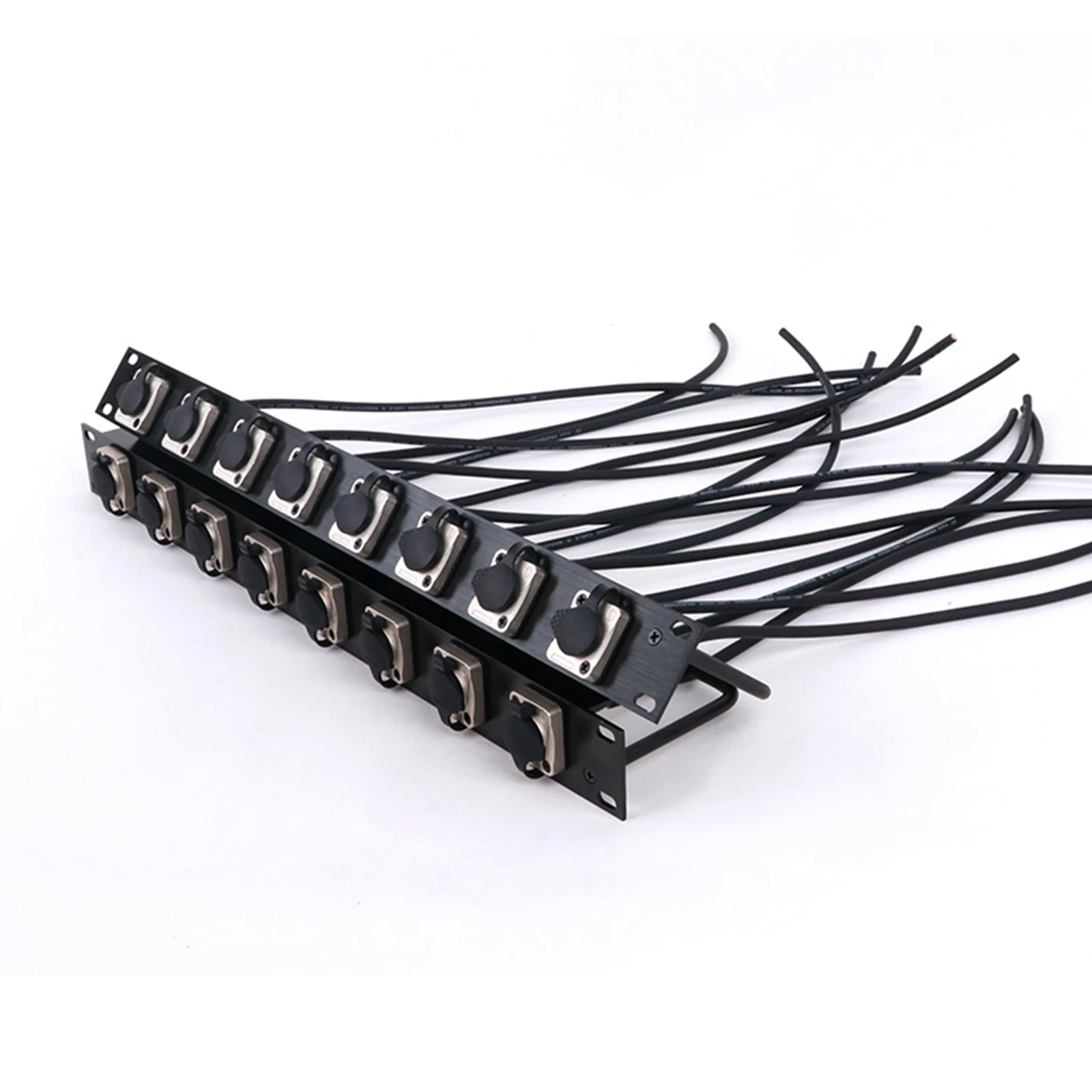 8Way Channel Flight Case Mount 1U Rack Patch Panel with Waterproof XLR D-type Male Female DJ Speaker Audio Cable Plug Socket