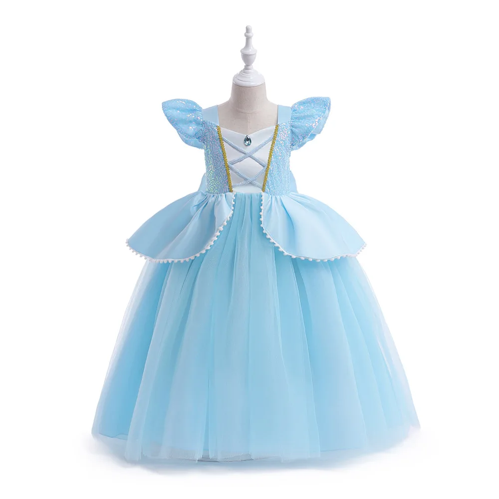 Girls Party Dresses 100cm-150cm Cosplay Princess Dress Birthday Wedding Long Gauze Ball Gown