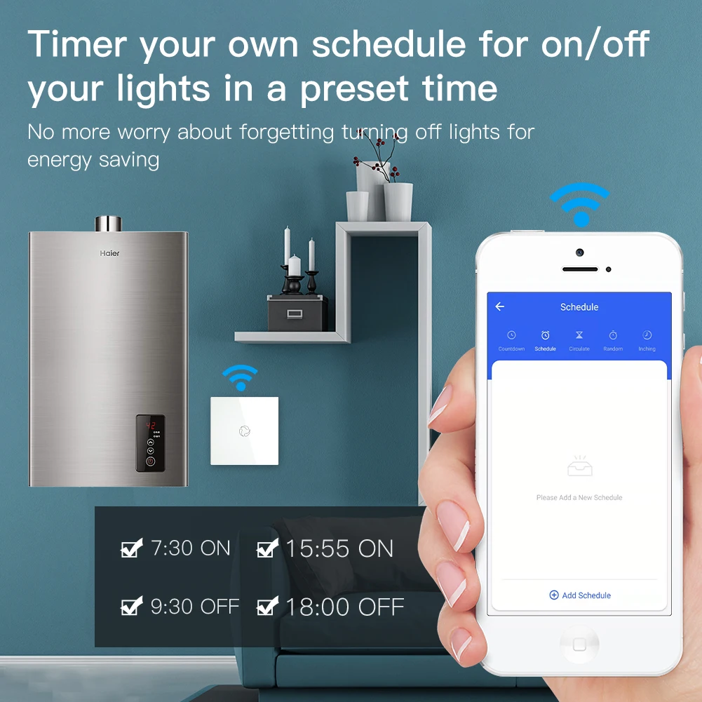 WiFi/zigbee Smart Boiler Switch Water Heater controller 20A/40A Smart Life Tuya APP Remote Control Alexa Google Home Glass Panel