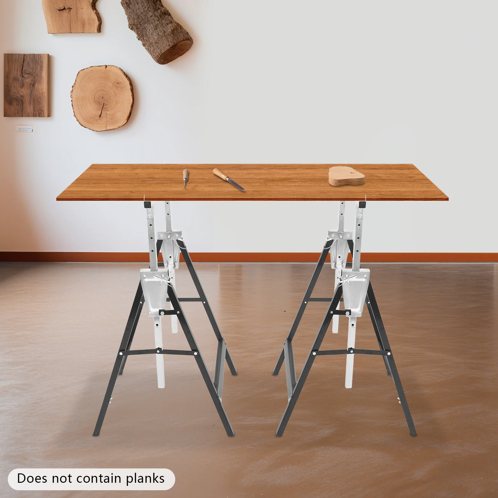 2Pcs Saw Horses, Adjustable Folding Support Stand 31.1-51.18in 220lbs Heavy Duty, Anti-Slip Easy Install Portable Storage Workbench