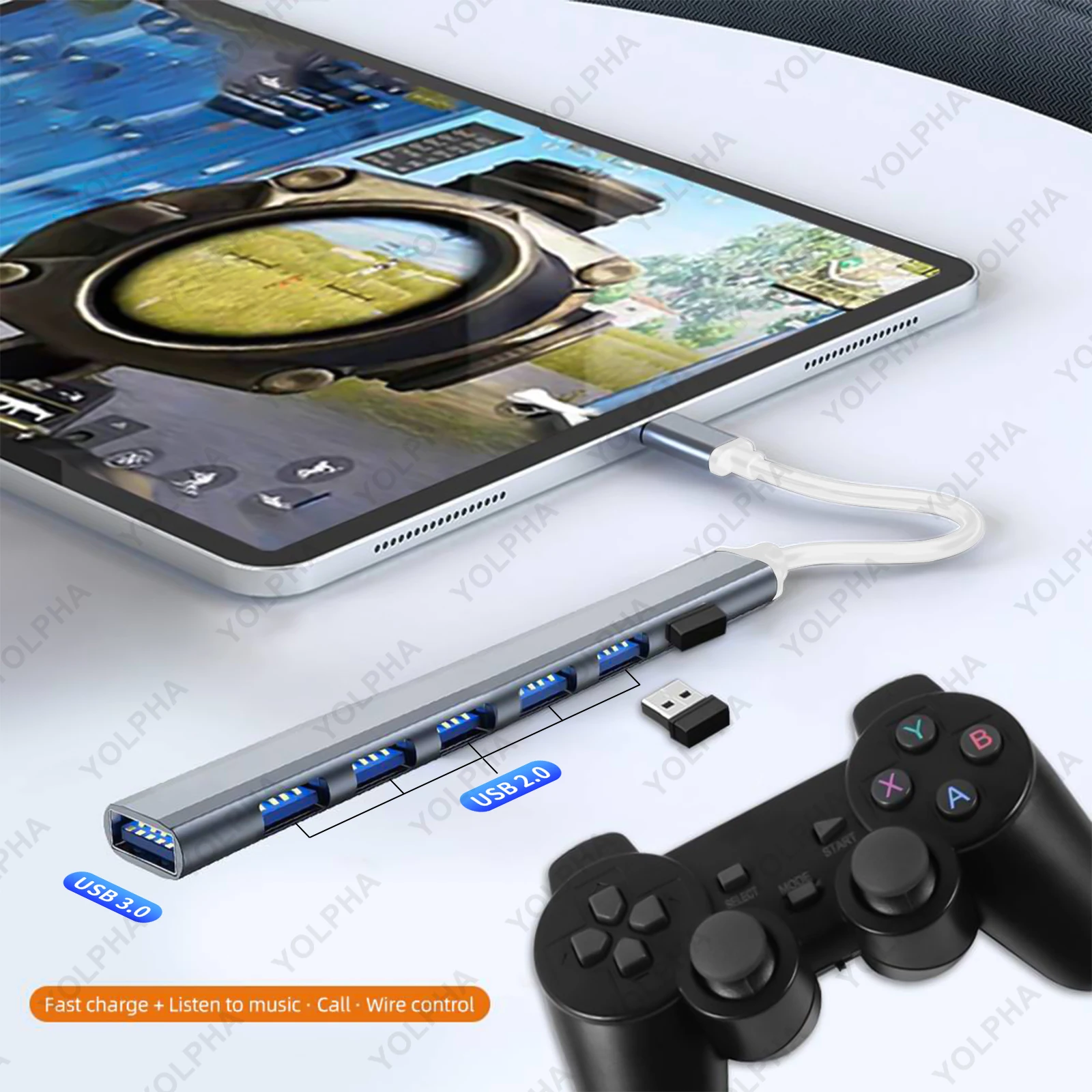 USB 3.0 HUB USB 2.0 HUB USB C HUB Type C HUB Multi Splitter High Speed 5Gbps For PC Computer Multiport USB A HUB Port 7 Ports