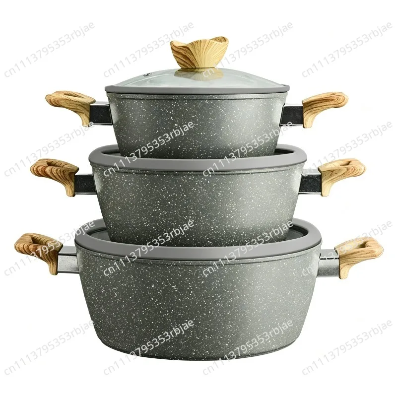 Marble Maifanshi non-stick pan 10-piece set Household western frying pan Wok soup pan set