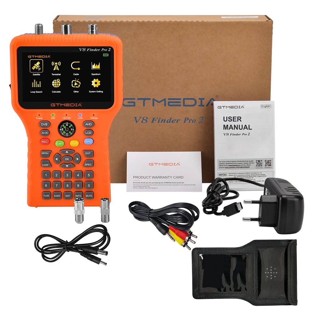 Gtmedia v8 localizador pro 2 localizador de sinal de satélite DVB-S2X/s2/s/t2/t/c ahd h.265 medidor satélite 100% original