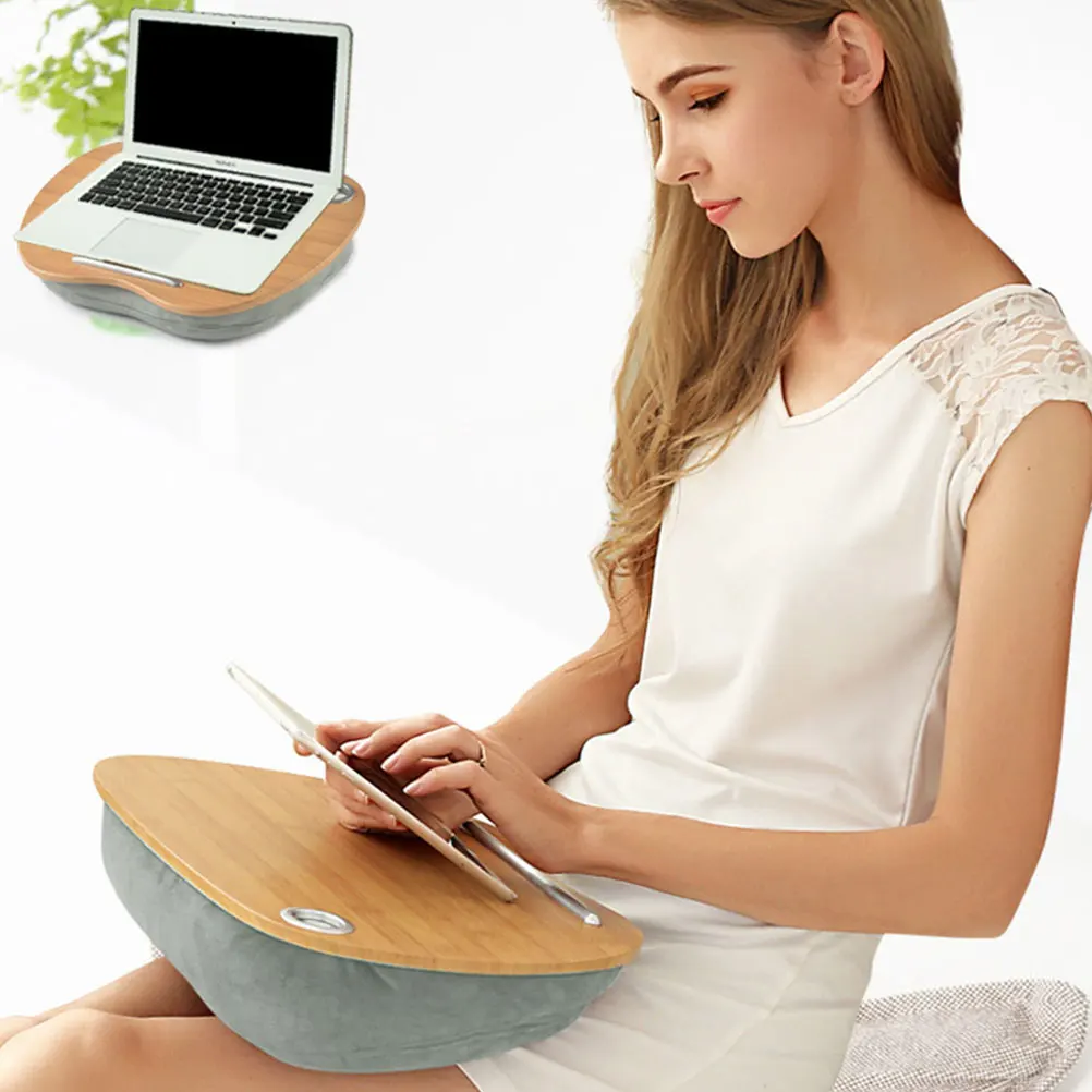 

14 Inches Laptop Desk Holder Table for Bed Cushion Pocket Tablet Tray Computer Work