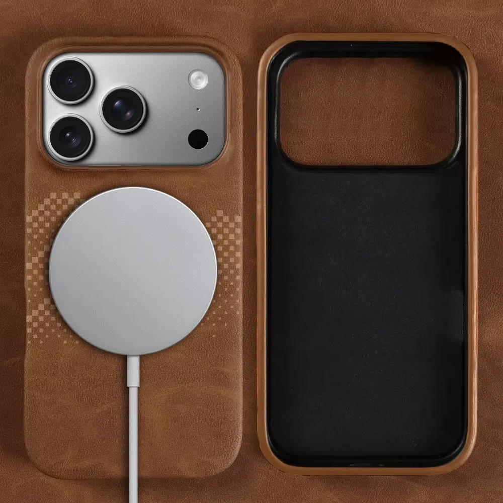 

INS корейский кожаный магнитный чехол для телефона для iPhone 17, Air 16, 15, 14, 13, 12, 11 Pro Max для Magsafe, чехол для беспроводной зарядки Fundas