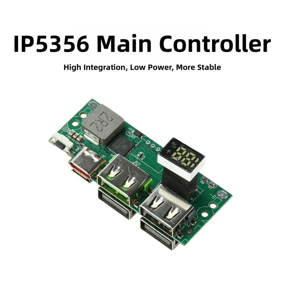 IP5356 Fast Charge Module With Digital Display PD QC Multi‑Protocol Charging Board Compatible With 3.7V Lithium Battery Tools